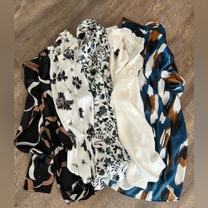 Ann Taylor Career Bundle Lot of 5 Long Sleeve Blouses Size L